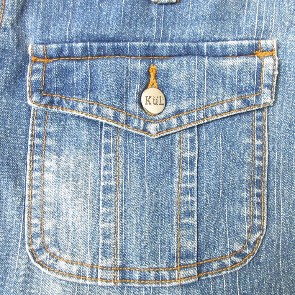 KÜL Women's Blue Denim Capri Pants Cropped Jeans Button Pockets Cute Size 5 - Picture 3 of 11